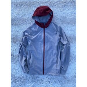 Lululemon City Sweat Full Zip Hoodie Men Size M Gray Maroon French Terry‎